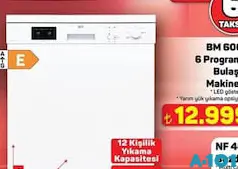 SEG BM 6001 6 PROGRAMLI BULAŞIK MAKİNESİ fiyat ve kampanya bilgisi